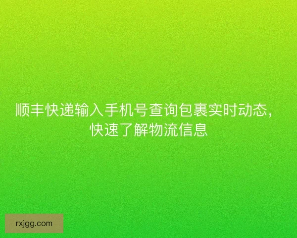顺丰快递输入手机号查询包裹实时动态，快速了解物流信息