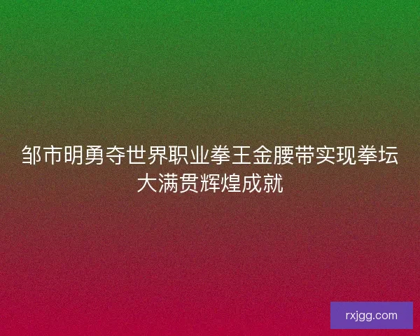 邹市明勇夺世界职业拳王金腰带实现拳坛大满贯辉煌成就